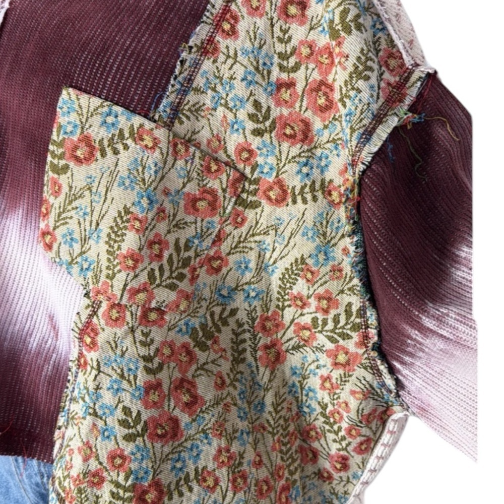 🌸POL L Wildberry Patchwork and Cream Floral Tie-Dye Top P004 - Picture 6 of 8